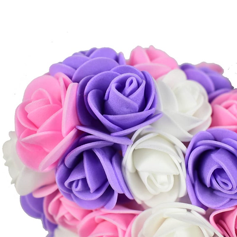 ASENVER Hand Made Artificial Flowers Rose Bear Pure Color for Valentine Birthday and Mother's Day with a 10" Pink Gift Box (Multi Color-Pink Core) - Image 3